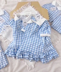 VÁY KẺ VÀ ÁO KẺ XANH BÉ TRAI BÉ GÁI (SALE 59k)