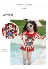 ĐỒ BƠI - JUM BƠI DÀI TAY KẺ ĐỎ BÉ GÁI