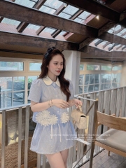 SET BÈO PHỐI HOA KẺ XANH DƯƠNG NỮ