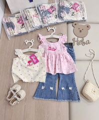 SET DÀI 3 CHI TIẾT BARBIE QUẦN JIEAN NƠ BÉ GÁI