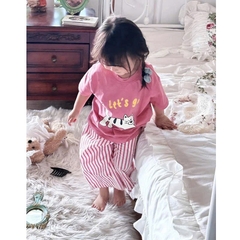 SET BỘ MÈO HỒNG QUẦN KẺ BÉ GÁI SẴN (XẢ 49k)