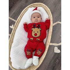 SET BỘ NỈ DÀI NOEL ĐỎ TUẦN LỘC XINH YÊU CHO BÉ SẴN (XẢ 55k)