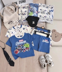 SET 2 BỘ CỘC TAY AVENGERS TONE XANH DƯƠNG BÉ TRAI
