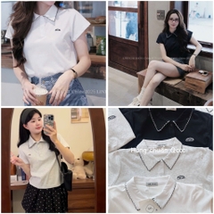 ÁO POLO CỔ VIỀN CÁCH ĐIỆU NỮ SẴN
