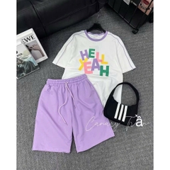 SET BỘ COTTON TÍM HELL YEAH NỮ