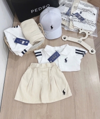 SET POLO THÊU NGỰA KÈM MŨ BÉ GÁI( xả 59k)
