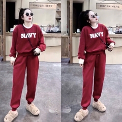 SET NỈ LÓT LÔNG NAVY PHỐI LEN HÀNG QC NỮ THU ĐÔNG SẴN (SALE 199k)