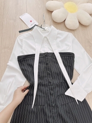 SET VÁY CÚP MIX ÁO SƠ MI CỔ CÁCH ĐIỆU NỮ SẴN