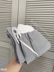 QUẦN SUÔNG KẺ PHỐI CẠP CHUN NỮ (GIÁ GIẢM)