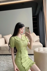 VÁY CỔ BÈO HAI LỚP CÚC BỌC NỮ SẴN (SALE 99k)