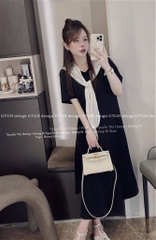 VÁY SUÔNG ĐEN KÈM KHĂN NỮ SẴN