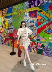 SET ÁO PHÔNG NỮ MIX CV CHẤM BI XOÈ (Xả 89k)