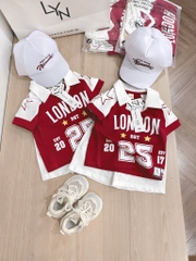 SET POLO ĐỎ LONDON 25 KÈM MŨ BÉ TRAI SẴN