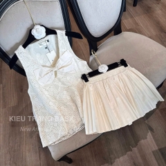 SET ÁO REN MIX CHÂN VÁY XẾP LY  Nữ