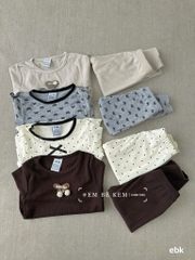 SET 2 BỘ DÀI XÁM KEM - NÂU BE BÉ GÁI