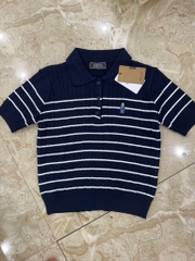 ÁO POLO LEN VẶN THỪNG THÊU GẤU CỘC TAY NỮ THU ĐÔNG