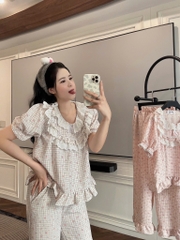 SET BỘ BÈO KẺ QUẦN DÀI MẶC NHÀ NỮ SẴN(SALE 129k)