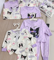 SET 2 BỘ DÀI TÍM CHẤM BI KURUMI BÉ GÁI