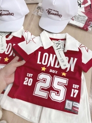 SET POLO ĐỎ LONDON 25 KÈM MŨ BÉ TRAI SẴN