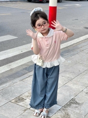 SET ÁO COTTON PHỐI QUẦN GIẤY BÉ GÁI NHỠ