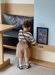 SET 3 QUẦN ĐÙI KAKI THÊU GẤU ĐEN TRẮNG NÂU BÉ TRAI SẴN(XẢ 89k)
