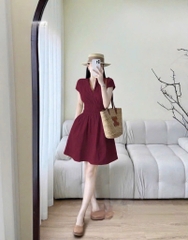 VÁY ĐỎ CẠP CHUN TÔN EO NỮ