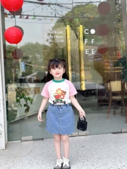 SET ÁO CỘC MIX CHÂN VÁY BÒ BÉ GÁI(XẢ 60k)