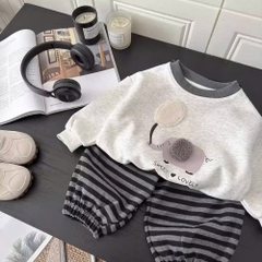 SET DÀI NỈ HAI DA QUẦN KẺ HÌNH VOI CAO CẤP BÉ TRAI SẴN