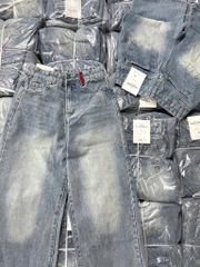 QUẦN SUÔNG JEAN NỮ PHỐI ĐỈA ĐỎ SẴN