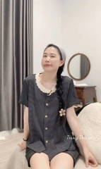BỘ NGỦ BÈO REN KẺ ĐEN TIỂU THƯ NỮ SẴN