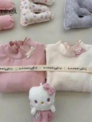 SET 2 ÁO MÈO GIỮ NHIỆT DÀI TAY CỔ BÈO HỒNG BE BÉ GÁI