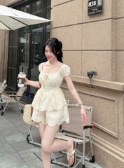 SET BỘ REN CỔ VUÔNG KÈM QUẦN ĐÙI PHỐI REN NỮ SẴN
