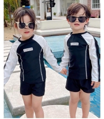 ĐỒ BƠI SET BỘ BƠI ĐEN TRẮNG BÉ TRAI BÉ GÁI SẴN( xả 47k)