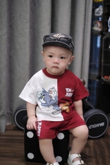 SÉT BỘ COTTON TOM & JERRY TONE TRẮNG ĐỎ CHO BÉ TRAI