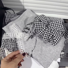 SET ÁO COTTON CHÂN VÁY REN KẺ NỮ