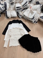 SET BỘ DÀI 3 ÁO GIỮ NHIỆT MIX QUẦN PHỒNG NHUNG BÉ GÁI