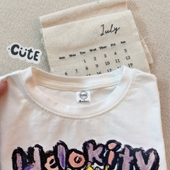SET BỘ HELLO KITTY ZOZ WOW ÁO TRẮNG QUẦN SOOC CARO HỒNG BÉ GÁI SẴN