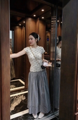 SET ÁO THUN TIM CHÂN VÁY KÈM CHUN BUỘC NỮ SẴN