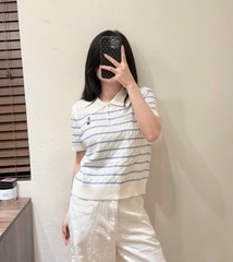 ÁO POLO LEN VẶN THỪNG THÊU GẤU CỘC TAY NỮ THU ĐÔNG
