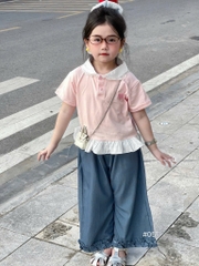 SET ÁO COTTON PHỐI QUẦN GIẤY BÉ GÁI NHỠ