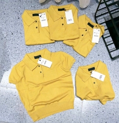 ÁO LEN POLO VÀNG CỘC TAY NỮ