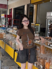 SET ÁO PHÔNG NÂU TÂY HELLO KITTY KÈM QUẦN ĐÙI NỮ