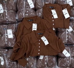 ÁO LEN CỔ POLO DÀI TAY NÂU SOCOLA NỮ THU ĐÔNG