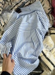 ÁO SƠ MI Z.R KẺ XANH DÀI TAY NỮ