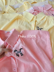 ÁO SƠ MI TAY LIỀN CÚC THÊU NGỰA NỮ