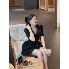 VÁY CỔ V KHÂU ĐÁ CỔ XOÈ NHẸ NỮ SẴN