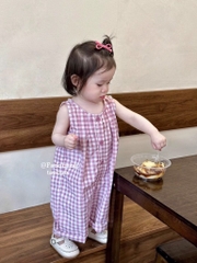 VÁY YẾM KẺ CARO HỒNG TÍM CHO BÉ GÁI ( XẢ 45k)