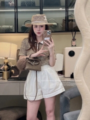 ÁO LEN LƯỚI NHŨ CỔ POLO NỮ