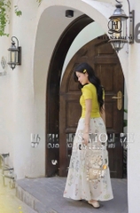 SET ÁO VÀNG CHÂN VÁY DÀI HOA NỮ