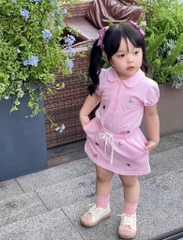 SÉT ÁO POLO CỔ SEN QUẦN VÁY PINK BLING BÉ GÁI NEW SẴN (XẢ 55 k)
